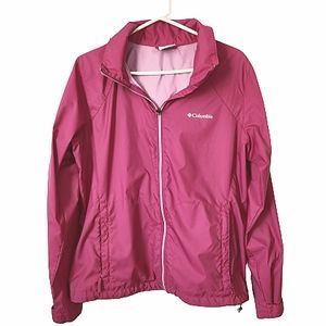 Columbia Rose Pink Full Zip Hooded Windbreaker XL